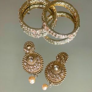 Indian cuff/bangle/earring match set adjustable